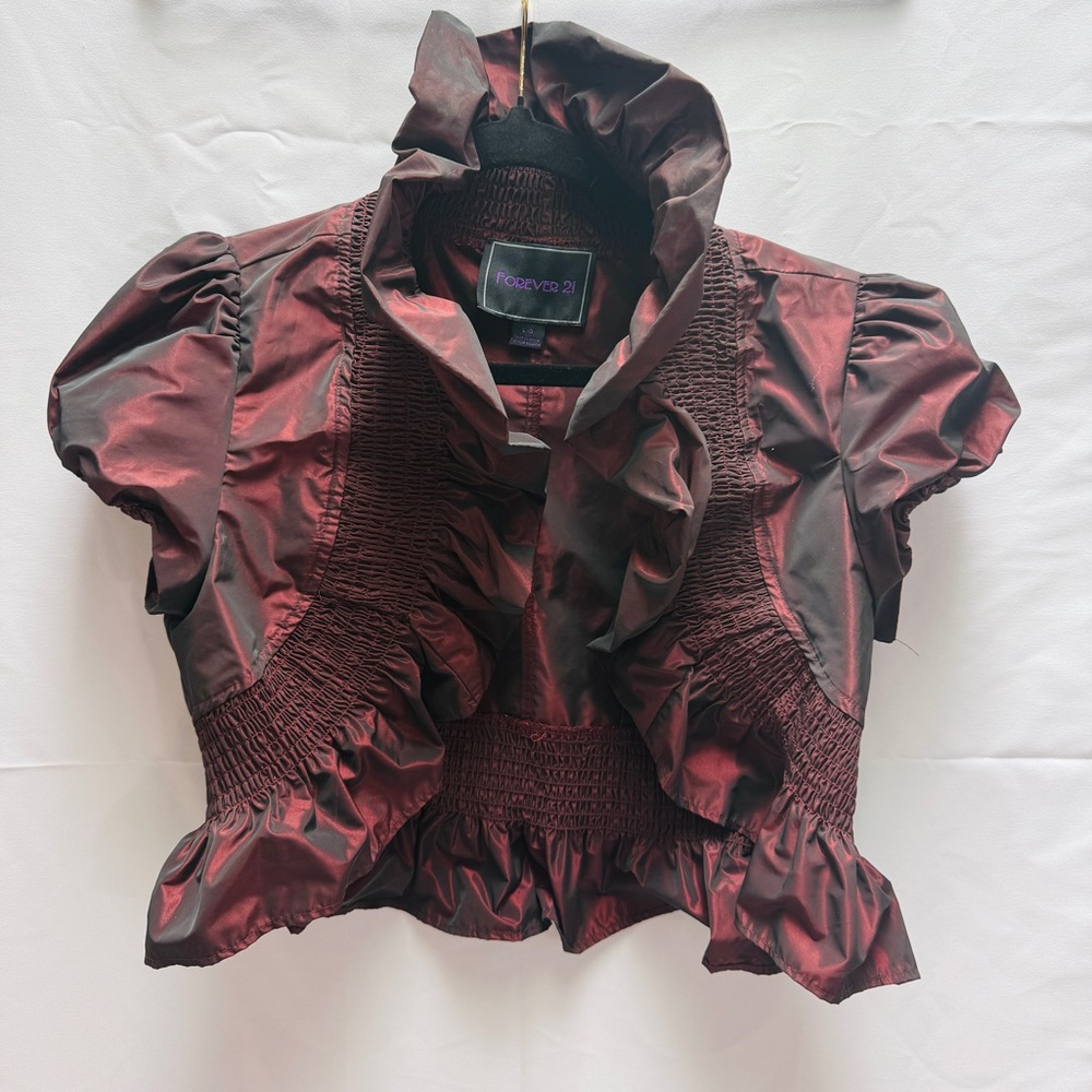 Forever 21 Dark Red Ruffled Blouse top jacket